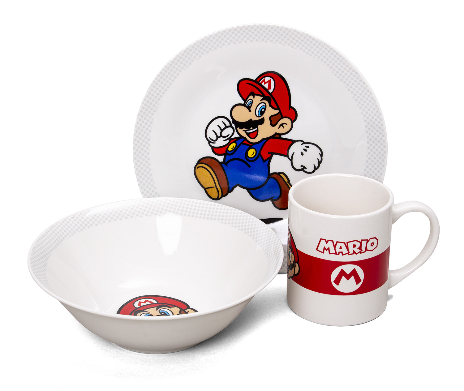 Frühstücksset (Schale, Teller, Tasse) - Super Mario