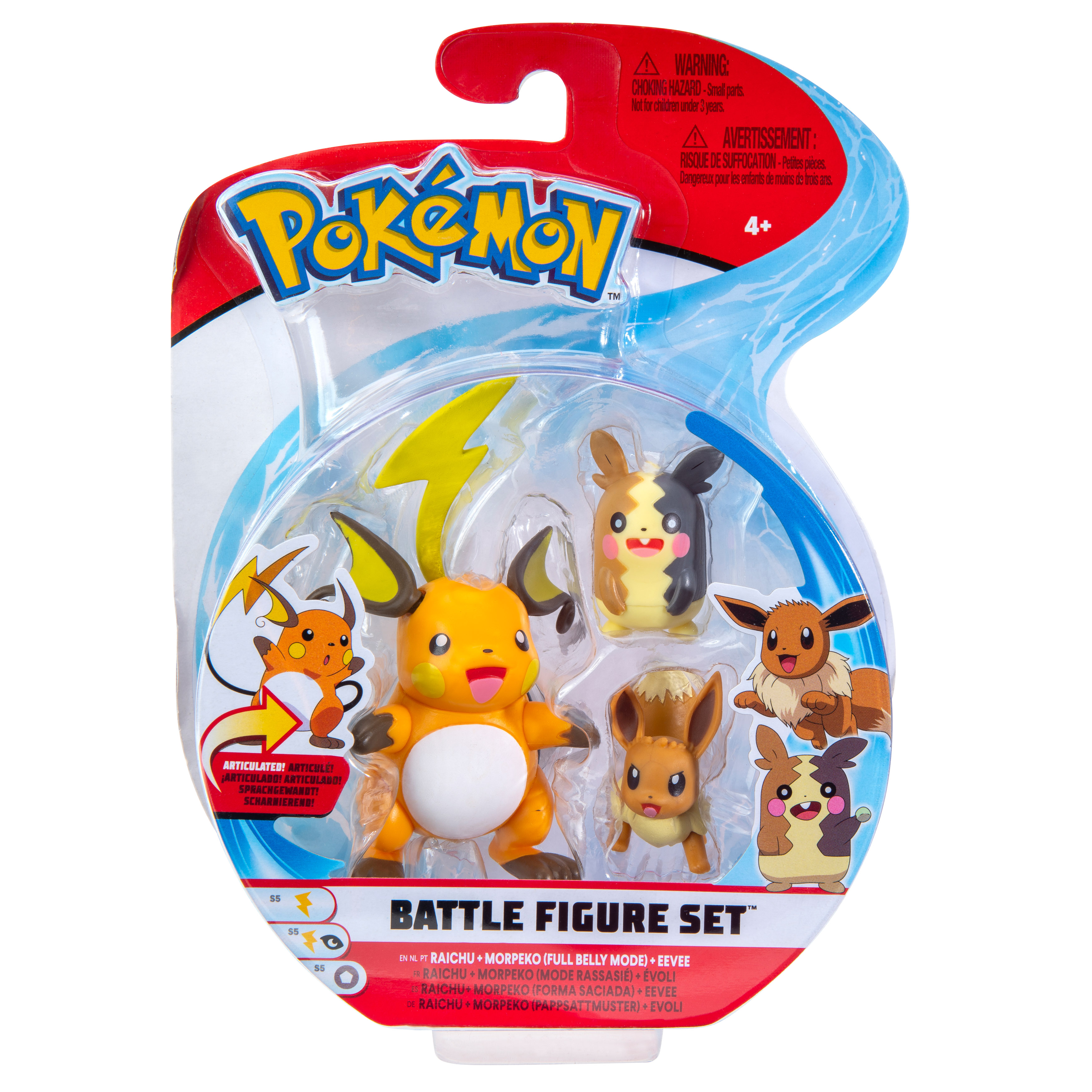 Pokémon - Battle Figur 3er Pack - Raichu, Morpeko & Evoli