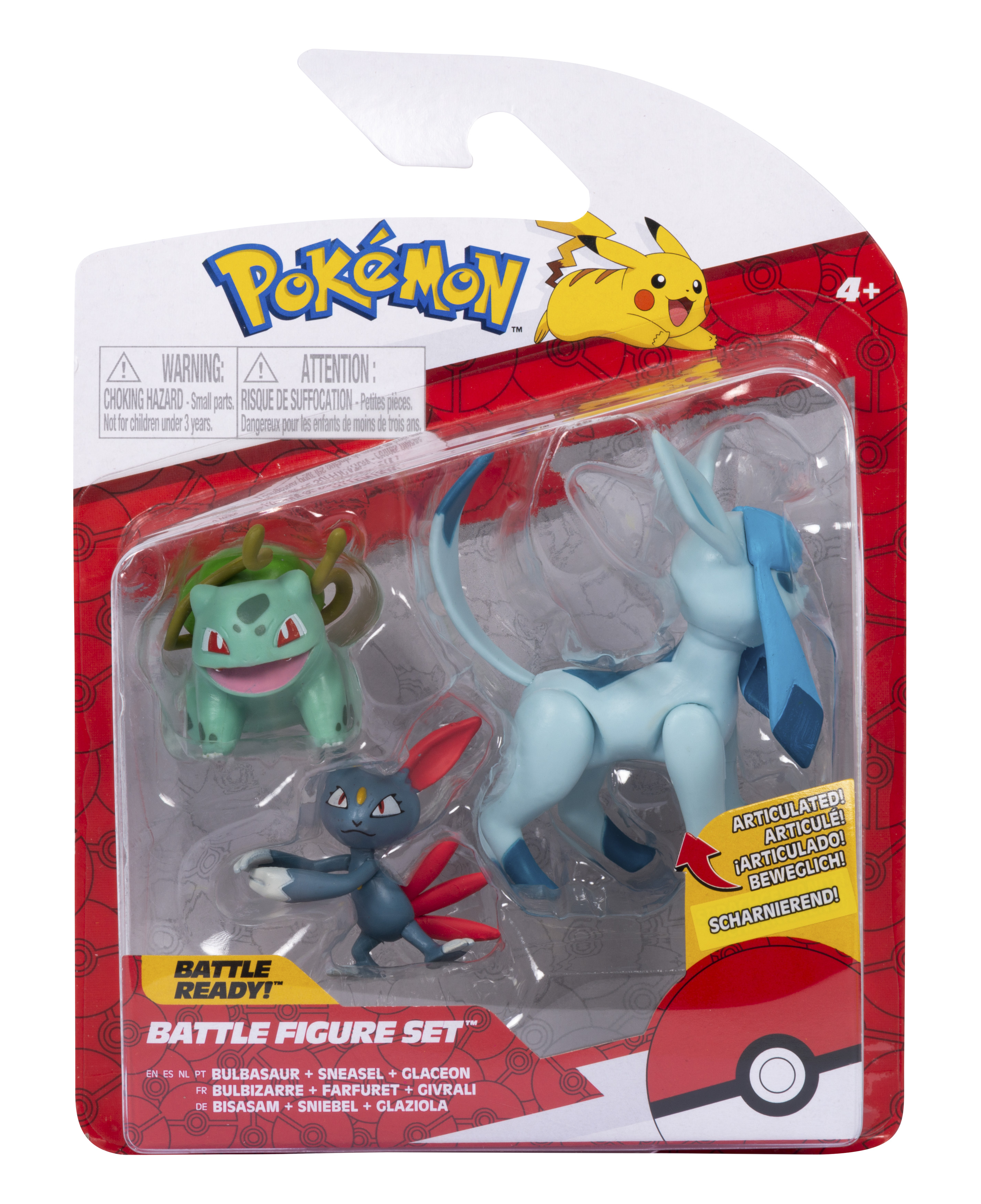 Pokémon - Battle Figur 3er Pack - Bisasam, Sniebel & Glaziola