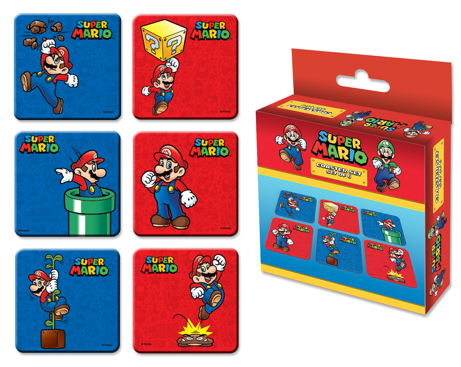 Super Mario - Untersetzer Mario Poses 6er Set