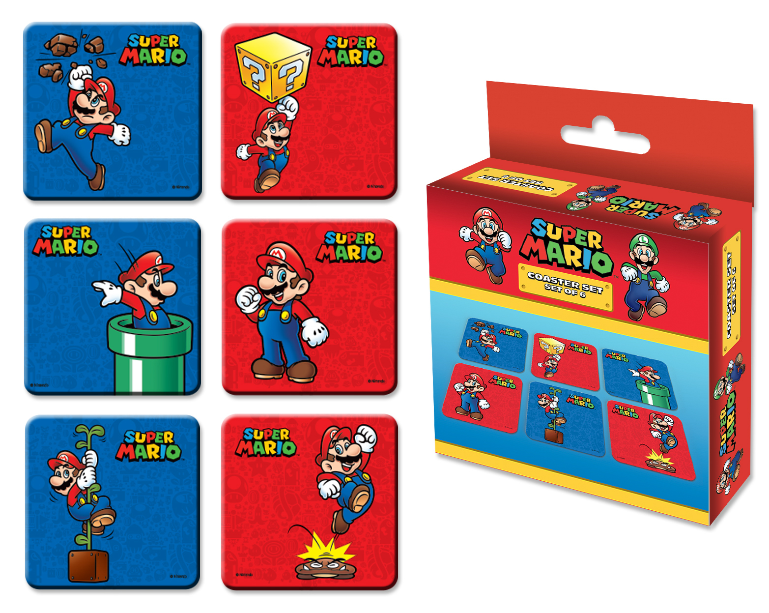 Super Mario - Untersetzer Mario Poses 6er Set Super Mario - Untersetzer Mario Poses 6er Set