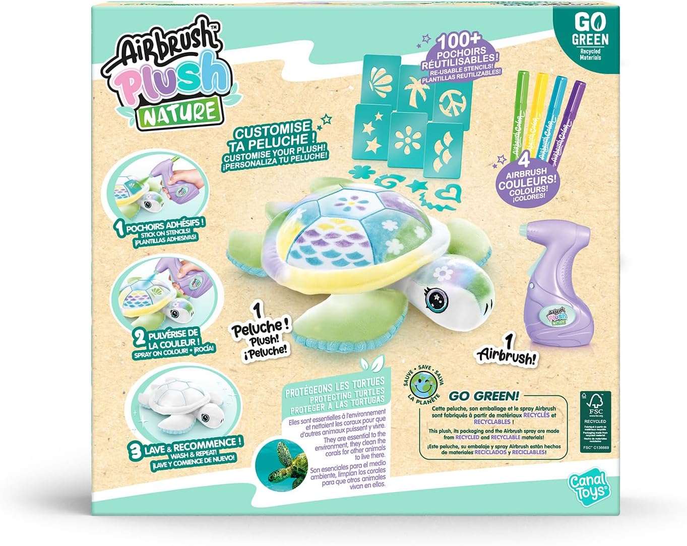 Airbrush Plüsch Nature - Schildkröte