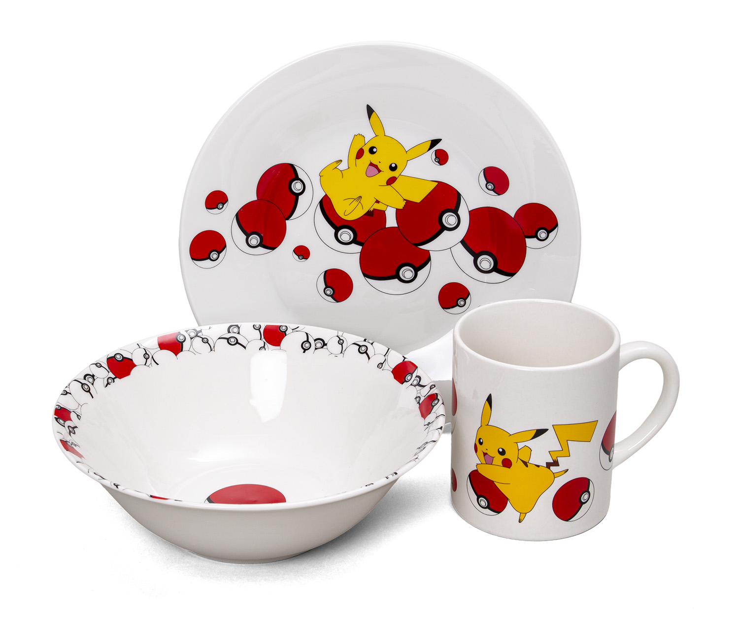 Frühstücksset (Schale, Teller, Tasse) - Pokémon - Pikachu Pokéball
