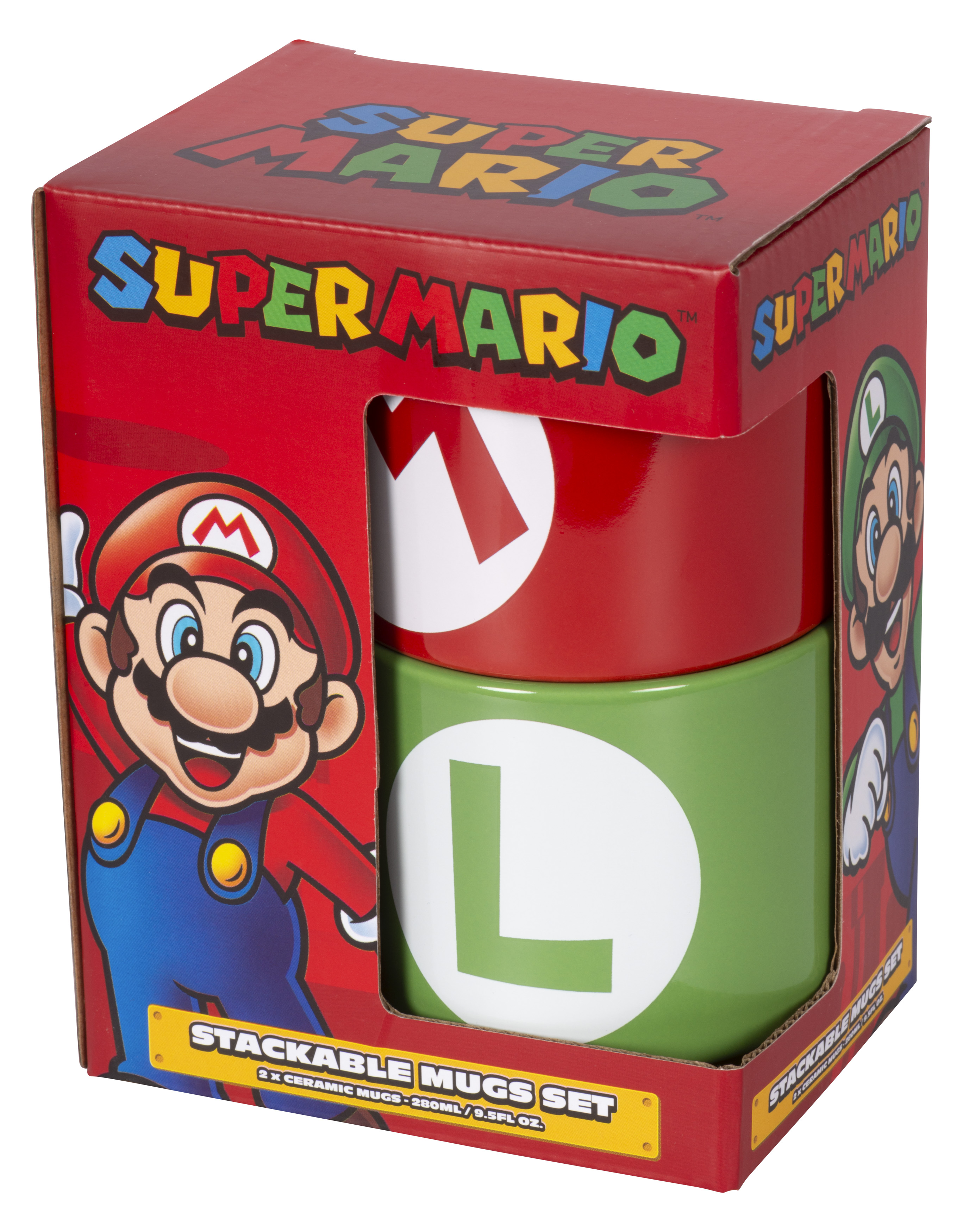 Super Mario Tassen 2er Set stapelbar Super Mario Tassen 2er Set stapelbar