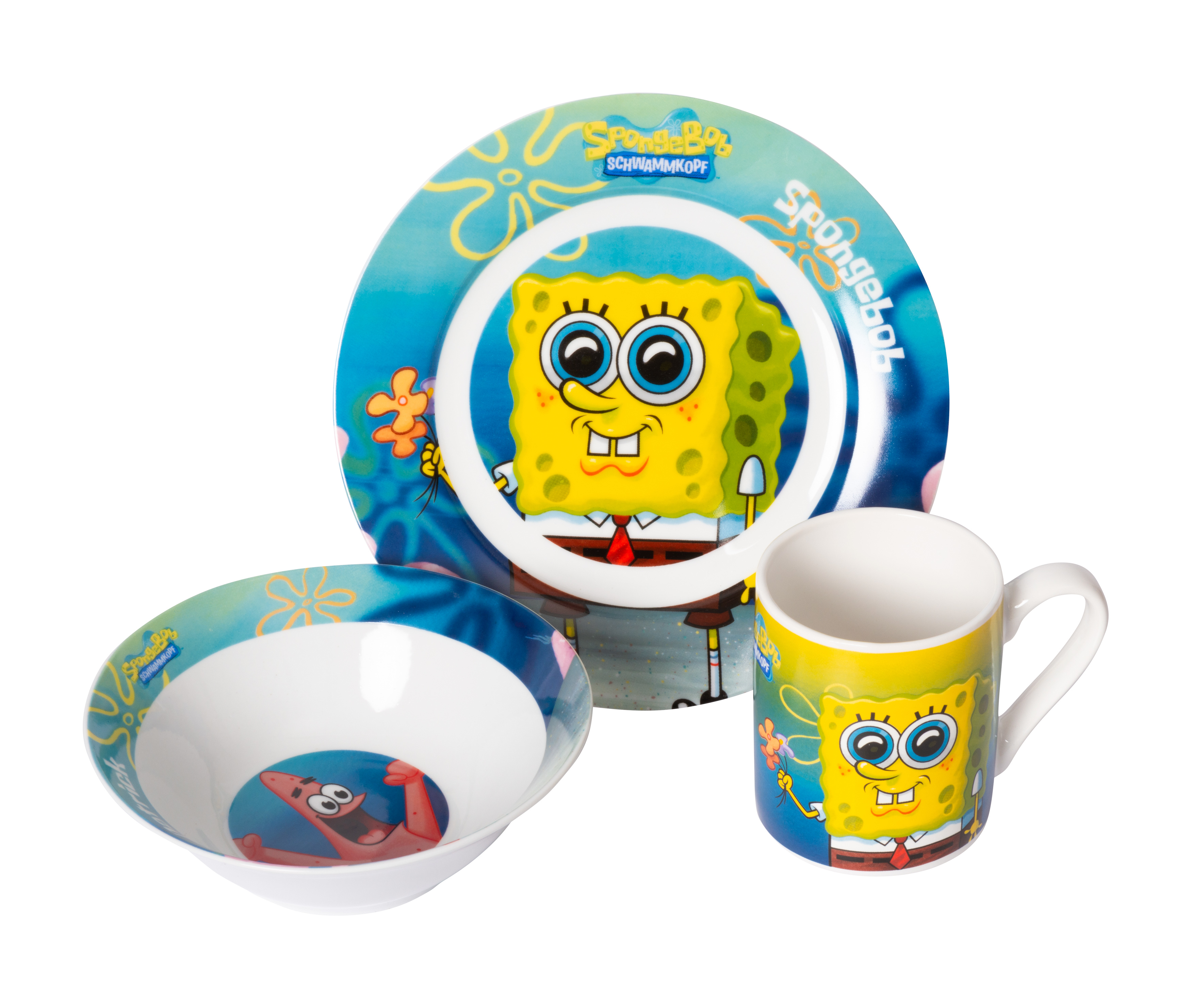 Frühstücksset (Schale, Teller, Tasse) - SpongeBob