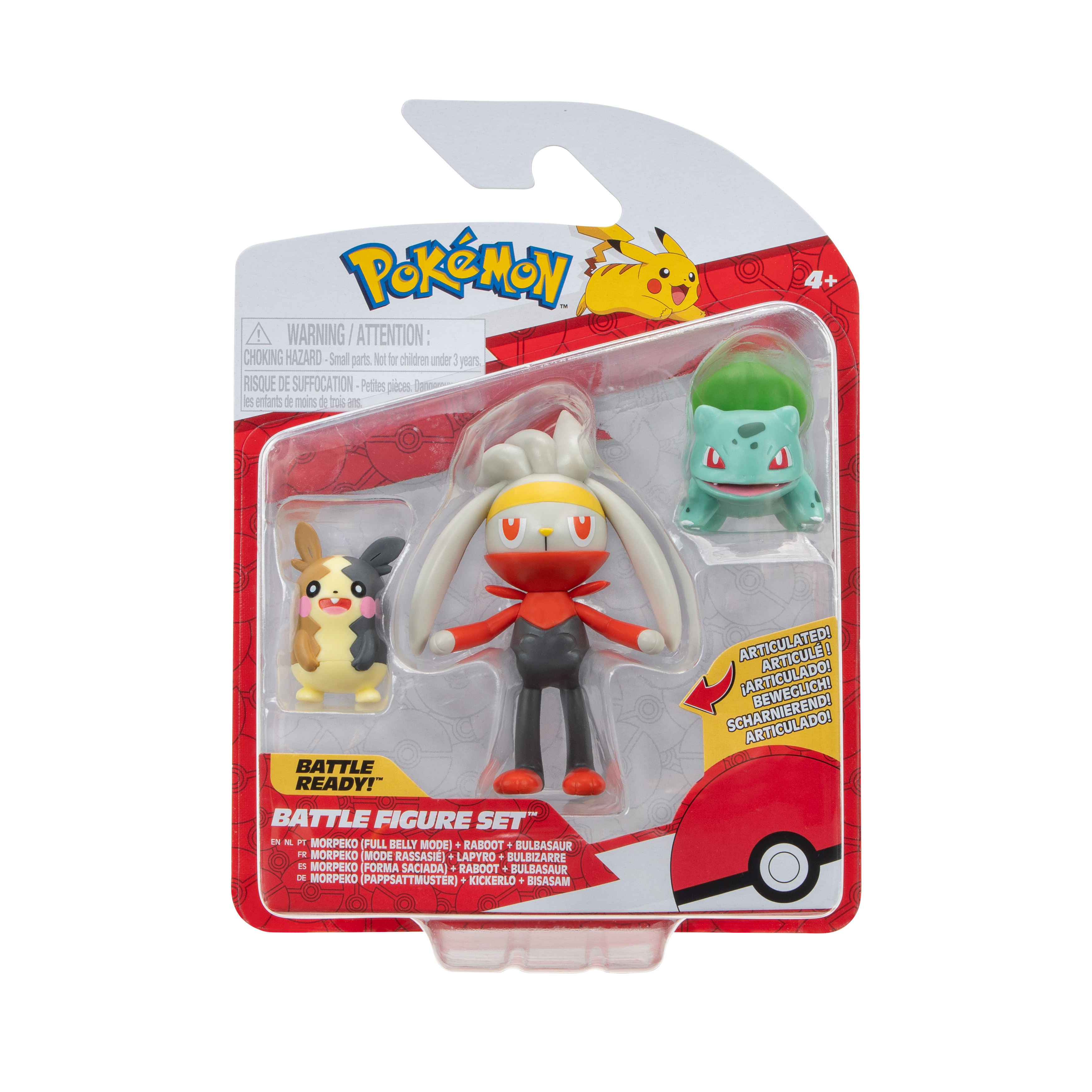 Pokémon - Battle Figur 3er Pack - Morpeko, Bisasam & Kickerlo