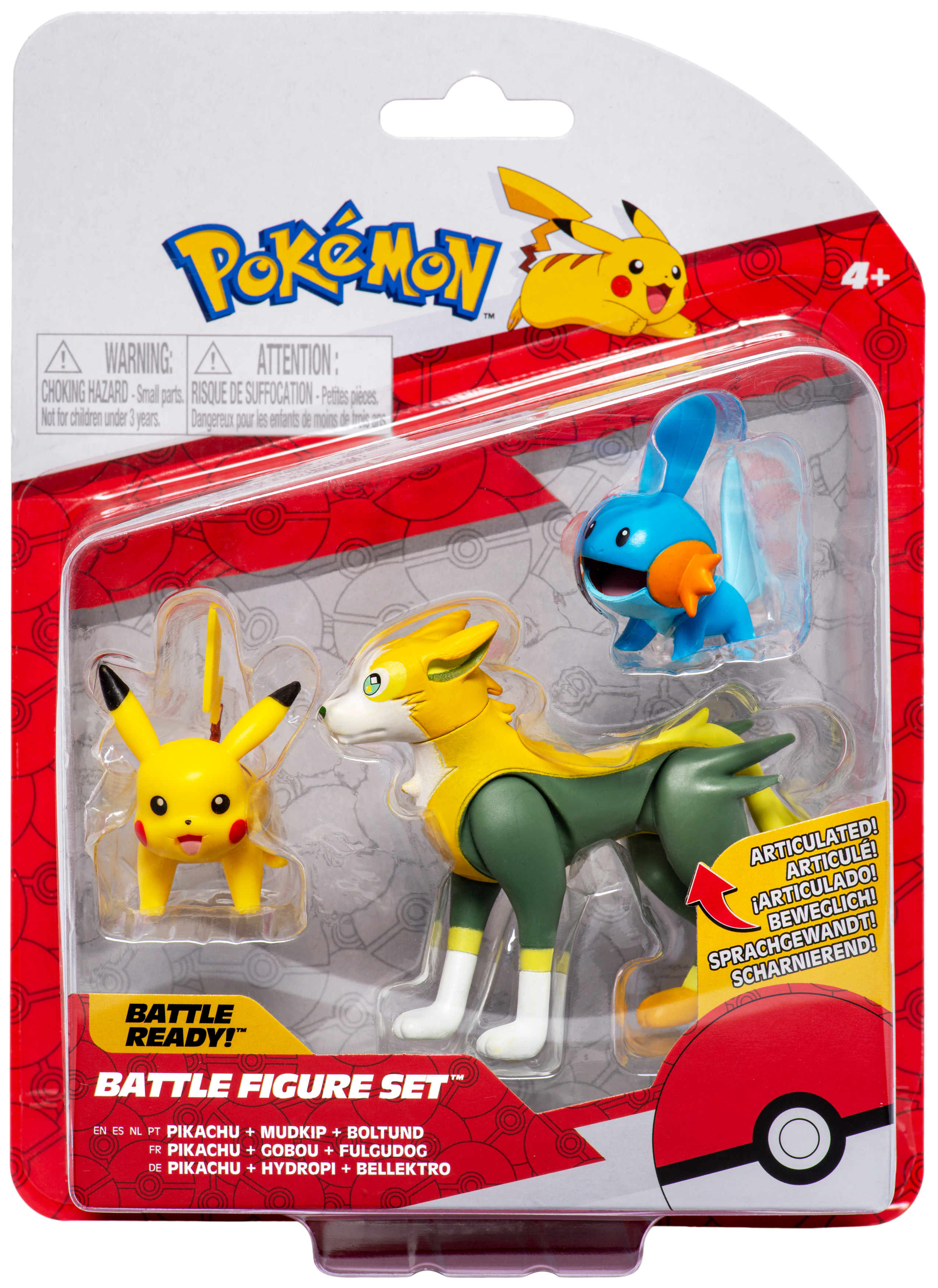 Pokémon - Battle Figur 3er Pack - Hydropi, Pikachu & Bellektro